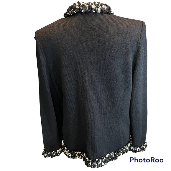 JSS Women's Black and White Luxury Button Down Sweater/Top - Picture 4 of 9